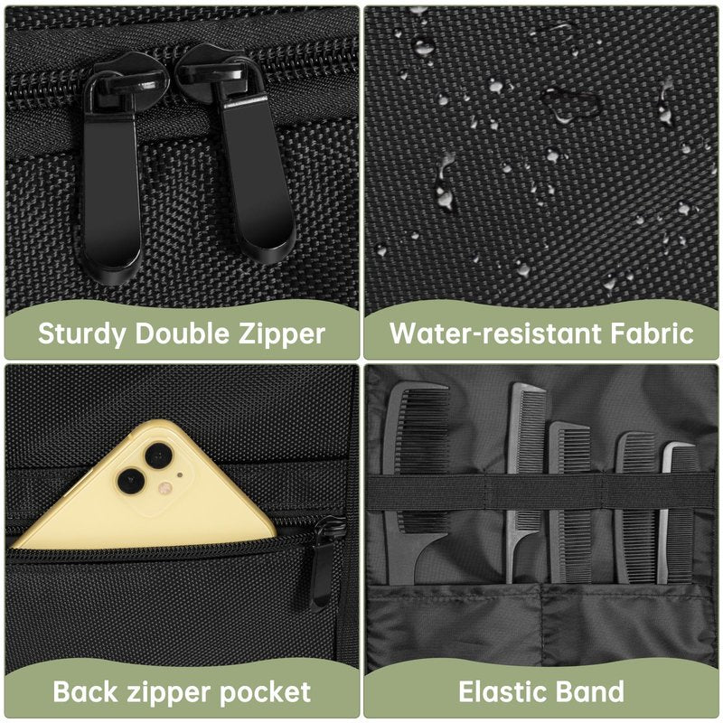 TORIBIO Large Capacity Hairdresser Bag with Adjustable Dividers, Barber Carrying Bag Barber Travel Case Organizer for Clippers and Supplies, Holds Various Hair Cutting Tools