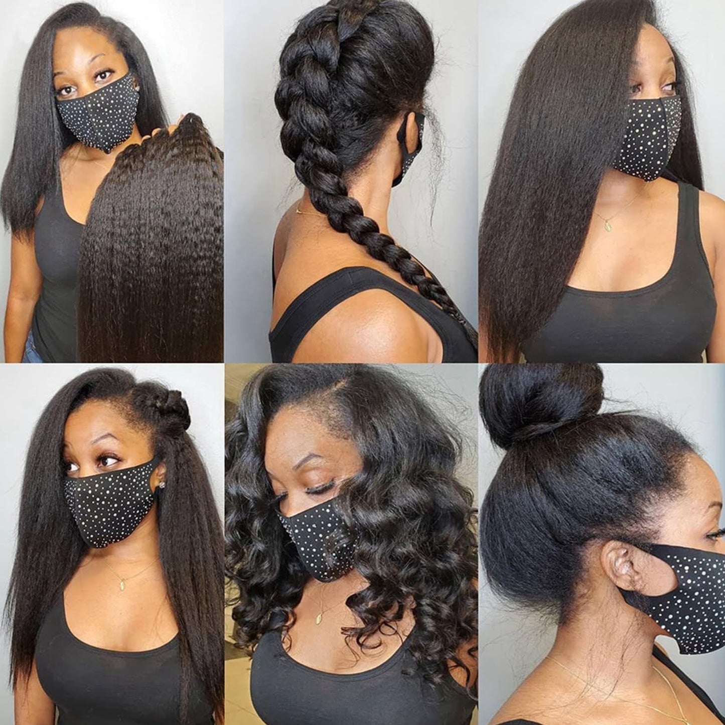 LINYINGYH Kinky-Straight Human Hair 1 Bundle Yaki Straight Bundles 16 inch Brazilian Remy Hair Weave Single Real Unprocessed Virgin Hair One Bundles Natural Color