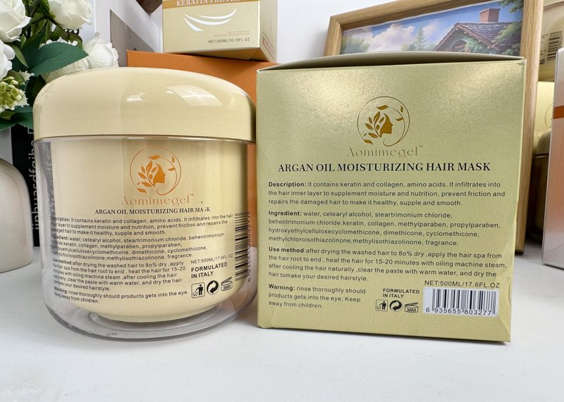 Aomimegel Collagen Hair Mask,Deep Repair Conditioning Argan Oil Hair Mask for Damaged Hair Treatment, Deep Conditioner Hydrating Hair Masque for All Hair Types 16.9 oz 500ml