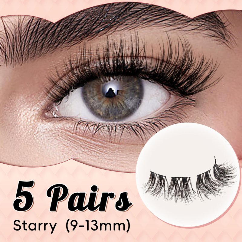 VYRILA Fluffy Lash Clusters 13mm False Eyelashes, 0.05mm PBT Fiber Eyelash Clusters Mink Lashes, 0.1mm Superfine Band Individual Lashes Clusters Like Eyelash Extensions(Starry-5 Pairs Lashes Pack)