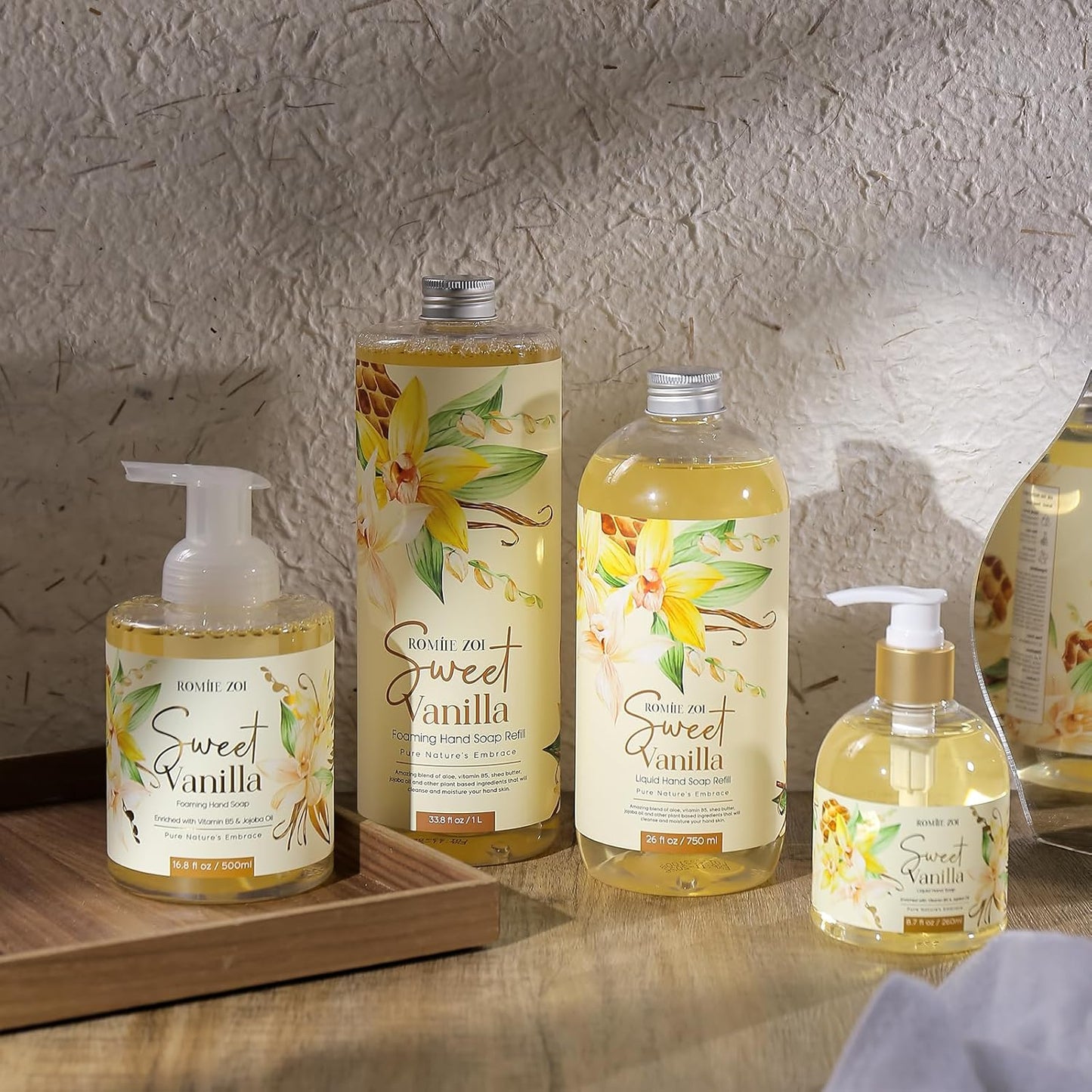 Sweet Vanille Liquid Hand Soap Refill Gift Set – 3 Pack (26 Fl Oz Each), Plant-Based & Biodegradable for Kitchen & Bathroom