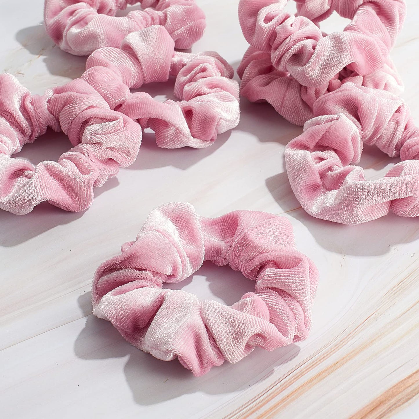 Juexica 150 Pcs Pink Velvet Scrunchies Bulk Soft Hair Scrunchy Cute Hair Ties Scrunchies Solid Color Elastic Bands for Women Girl Party Favors (Pink)
