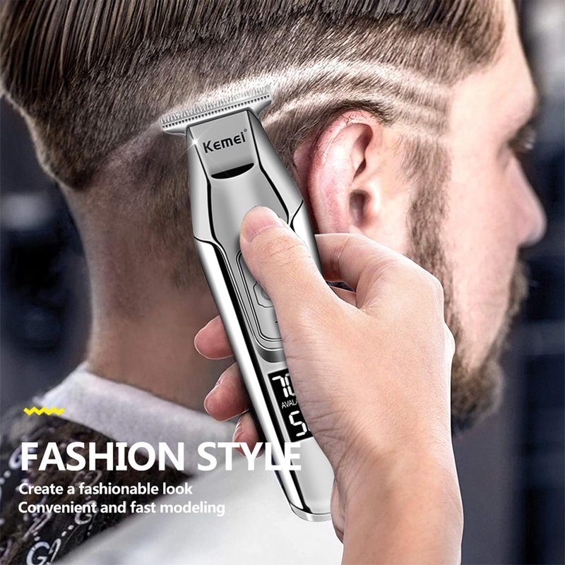 KEMEI Trimmer Cordless Hair Clipper for Men Professional Electric Beard Trimmers Barber Hair Cuttings Kit, Zero Gapped T Blade Detailers Trimmers for Men, KM-5027