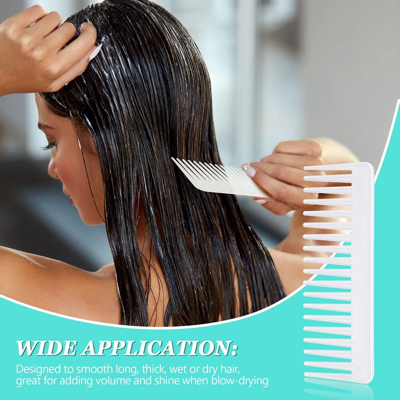 Patelai Wide Tooth Comb Large Hair Detangling Comb for Curly, Wet Dry Hair, No Handle Detangler Accessories(White, Cyan)