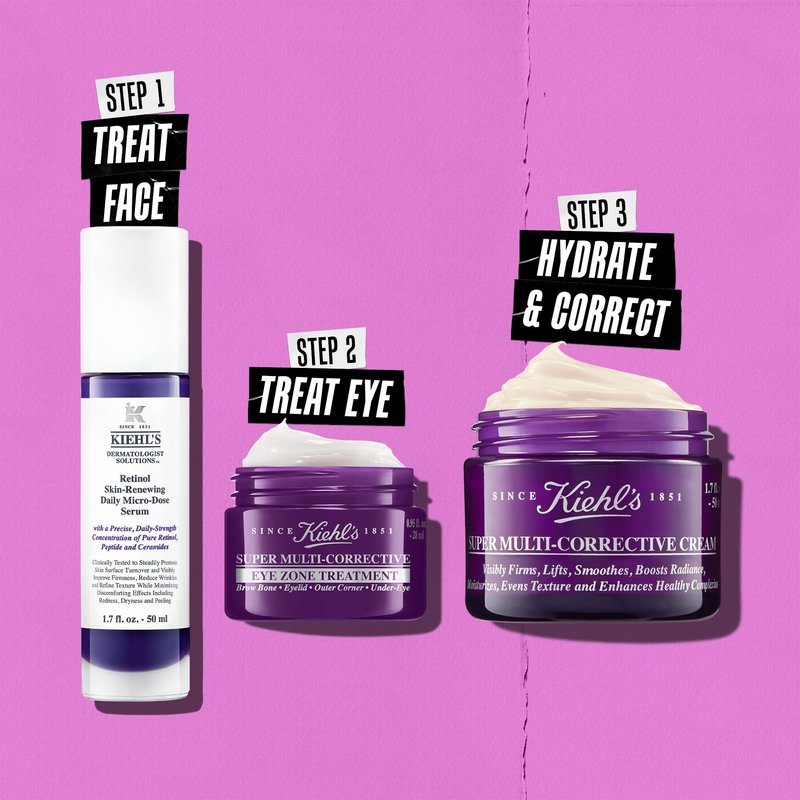 Kiehl's Super-Multi Corrective Anti-Aging Eye Cream, with Niacinamide and Collagen Peptide, Visibly Lifts Brow Bone, Reduces Crow's Feet, Fine Lines & Wrinkles, De-Puffs Undereye Bags, Non-Greasy