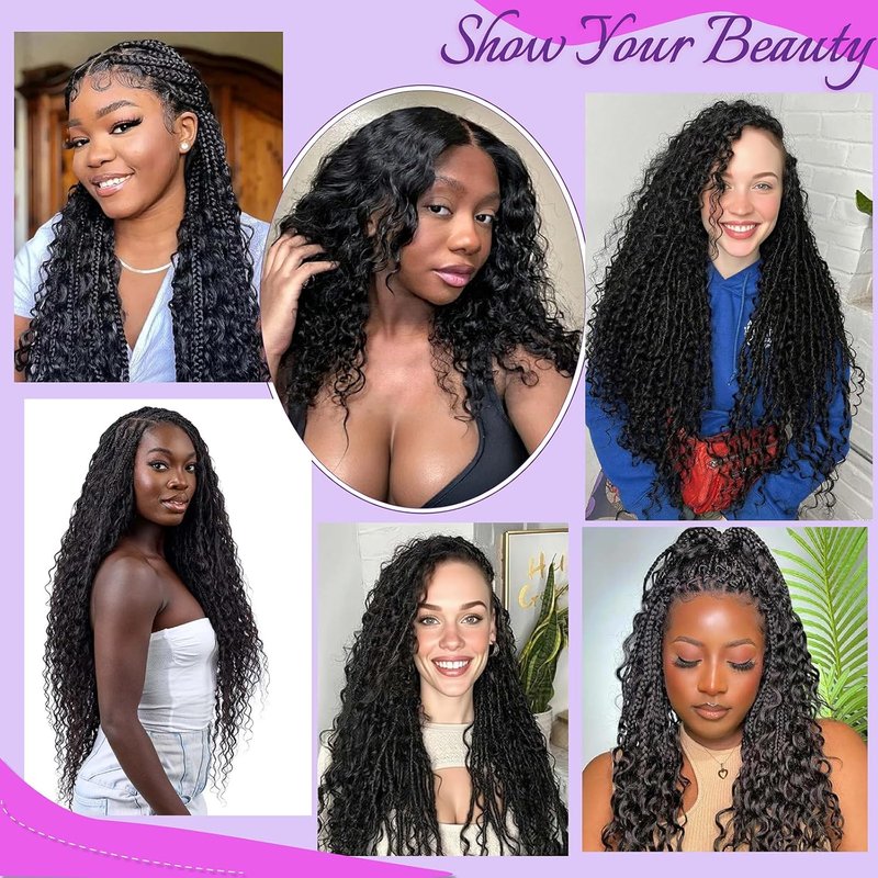 Human Braiding Hair - 18 Inch Deep Water Wave Curly Bulk | 110g Knotless Crochet Extensions for Boho Braids