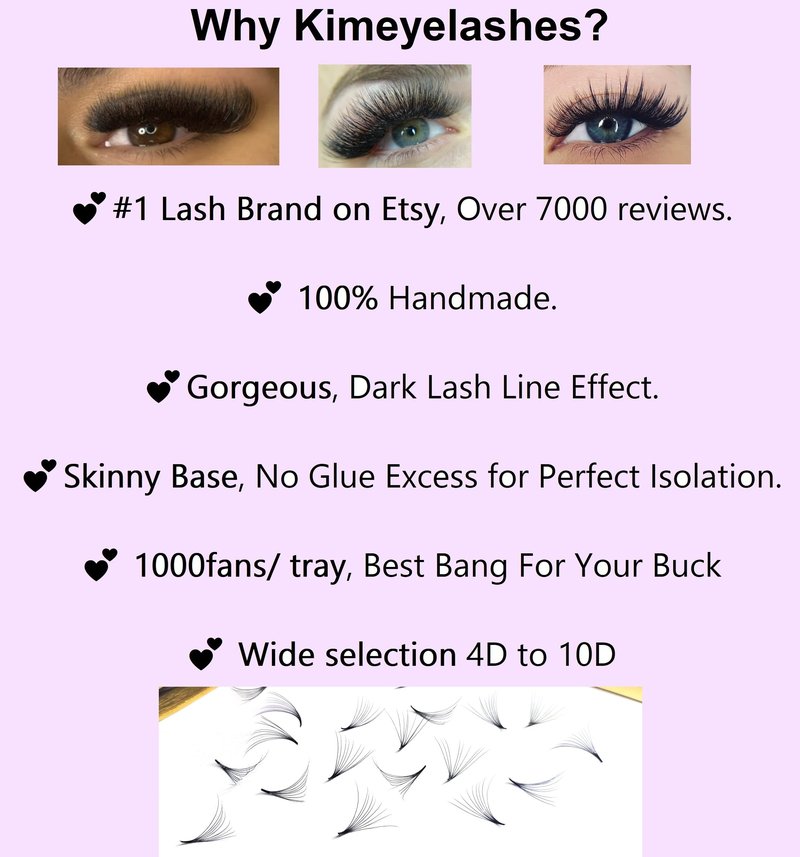 1000 Premade volume fans Mixed lengths 9-16mm loose Fans C, D Curl. Handmade eyelash extensions supplies Russian volume lash Wispy promade fan 4D 5D 6D 7D 8D 9D 10D (White 6D 0.07 - Curl D)