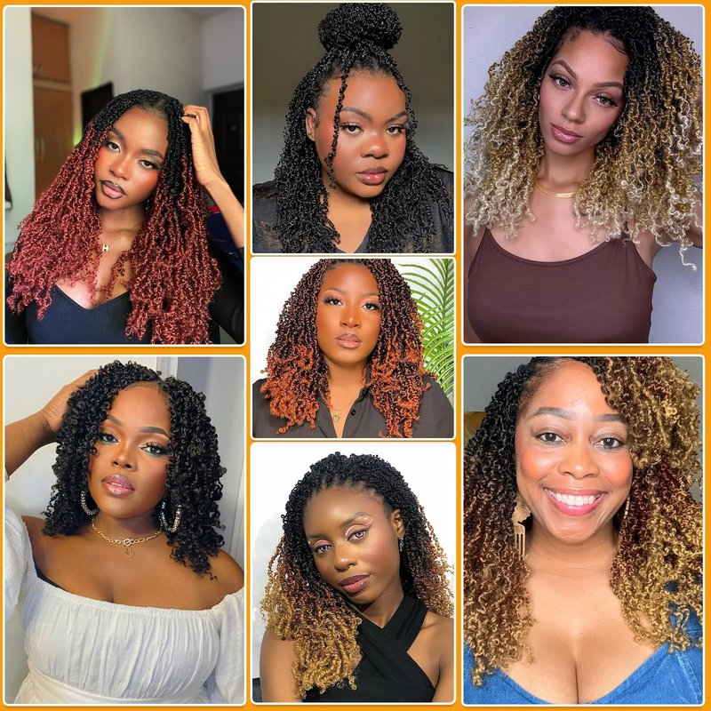 14 Inch Pre-Looped Yanky Twist Crochet Hair, 30 Strands/Pc, Mini Passion Twists, Senegalese Braiding Hair (Natural Black, 8 Pcs/Pack)