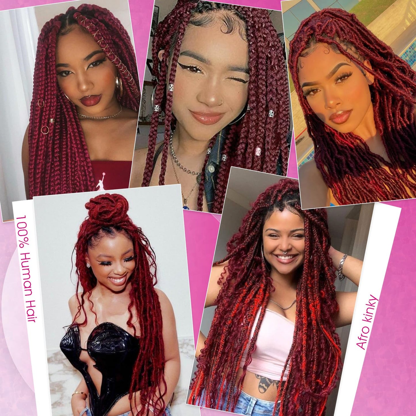 Afro Kinkys Bulk Human Hair For Braiding 16 inch Orange Ginger Afro Kinky Curly 100% Real Human Hair Bulk for Dreadlocks Mini Twist Crochet Braids Hair Extensions 50g