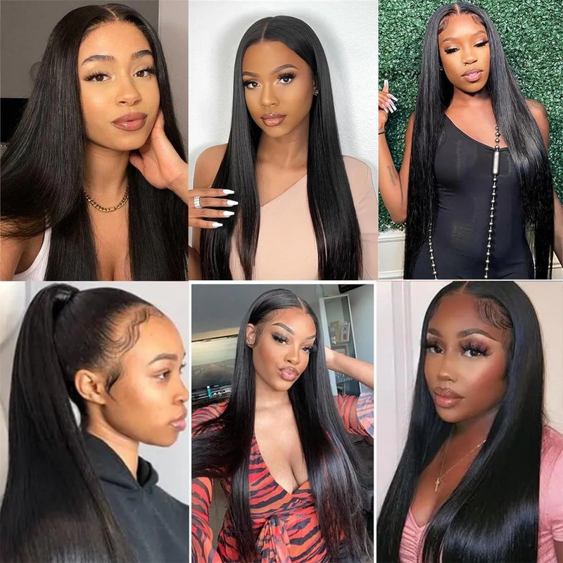 13x4 Lace Frontal Closure Straight Ear to Ear HD Lace Frontal Pre Plucked 16 Inch Brazilian Virgin Human Hair Frontals Free Part 150% Density Hair Extensions Natural Black