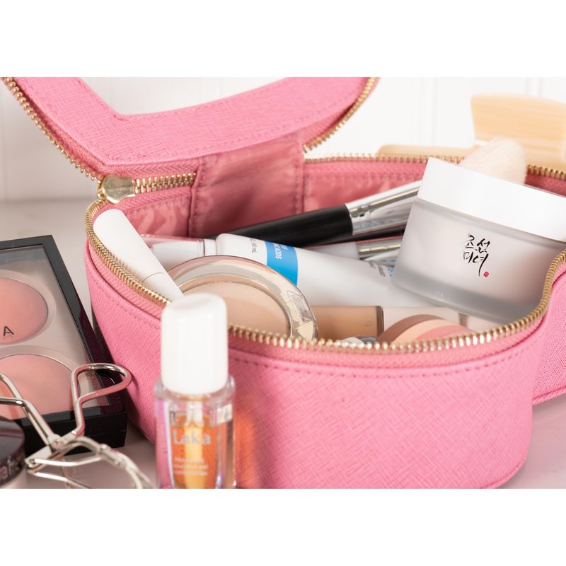Aaly Beauty Heart Makeup Bag – Pink Heart Cosmetic Bag with Clear Cover – Gift Ideas for Women, Mom, Girlfriends, Her - Large Capacity for Full Size Makeup, Skincare and Brushes