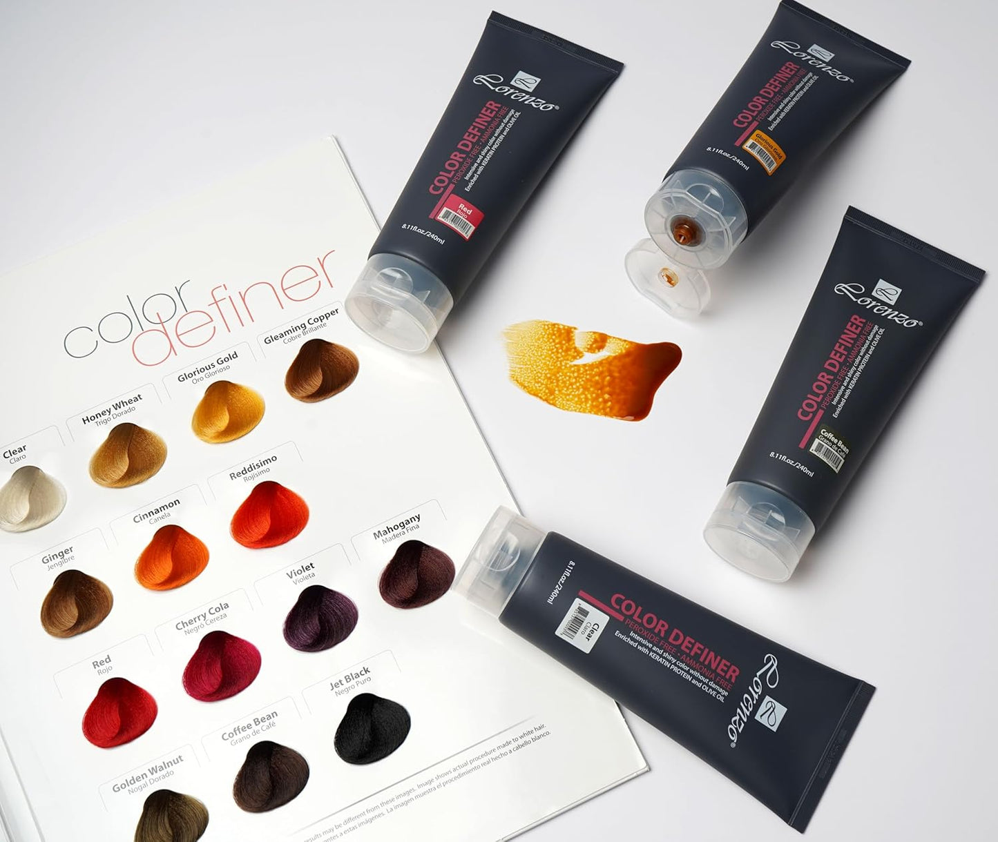 Lorenzo Color Definer Cellophane - Jet Black Hair Color Treatment | Ammonia & Peroxide Free | 240ml