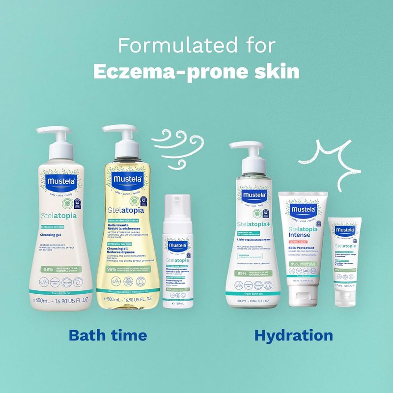 Mustela Stelatopia Foam Shampoo for Eczema-Prone Baby Skin - Natural Avocado & Sunflower Oil | 5.07 fl. oz.