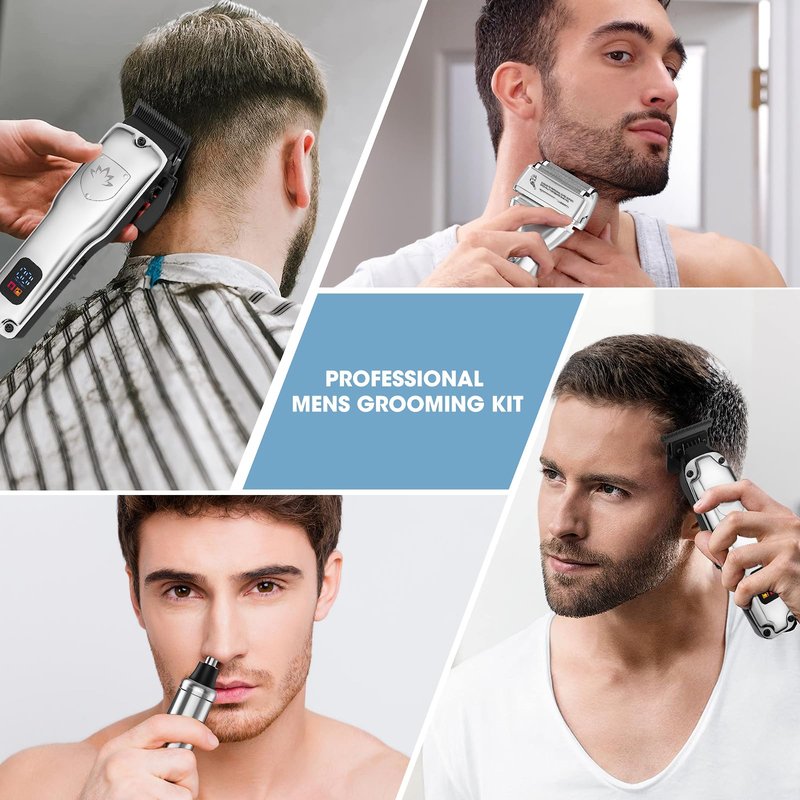 Suttik Professional Hair Clippers for Men, Barber Clippers and Trimmers Set, Foil Shavers for Men, 4 in 1 Cordless Hair Clippers Set Hair Cutting Kit Barber kit with LED Display