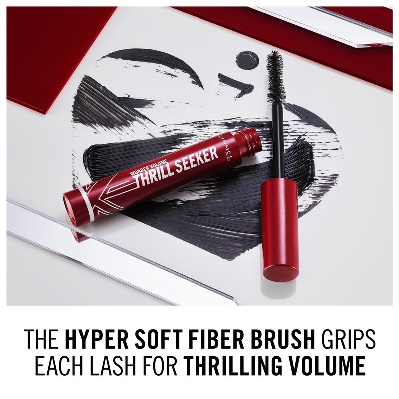 Rimmel London Wonder'Volume Thrill Seeker, 001 Extreme Black, Mascara, Bold Volume, Lengthening, Weightless Feel, Doesn't Clump, Smudge-Free, 0.30oz