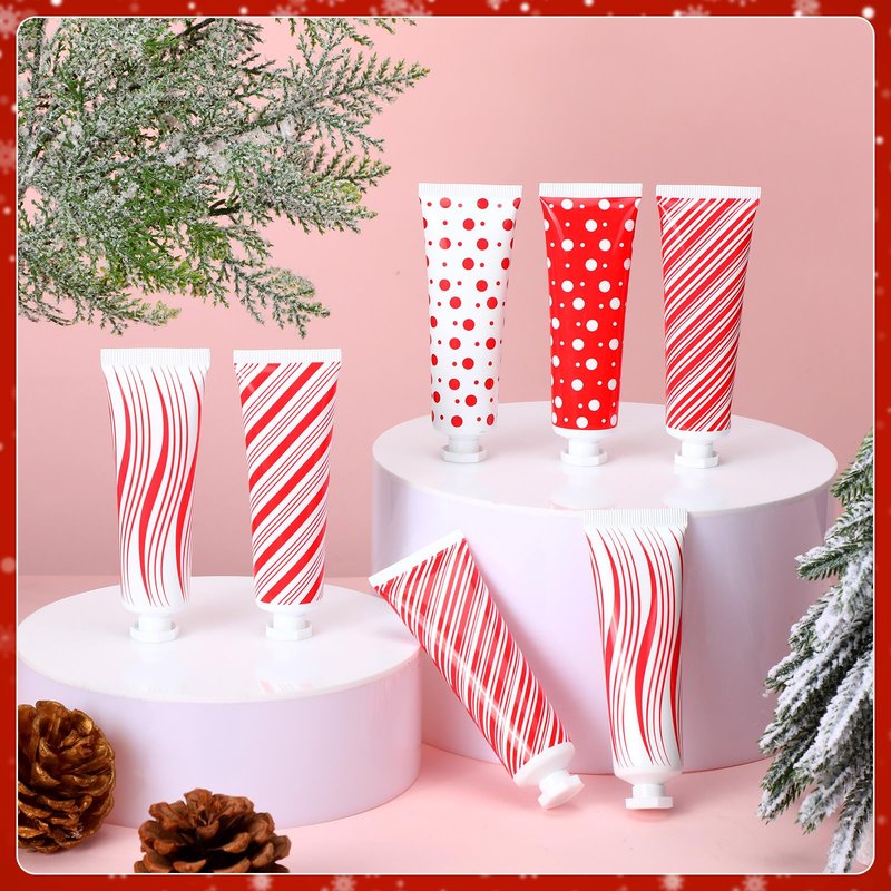 Dansib 30 Pcs Christmas Hand Cream Bulk Mini Hand Lotion Candy Cane Scented Peppermint Lotion Christmas Stocking Stuffers Bulk Holiday Gifts Employee Staff Teacher Appreciation Gifts for Coworkers