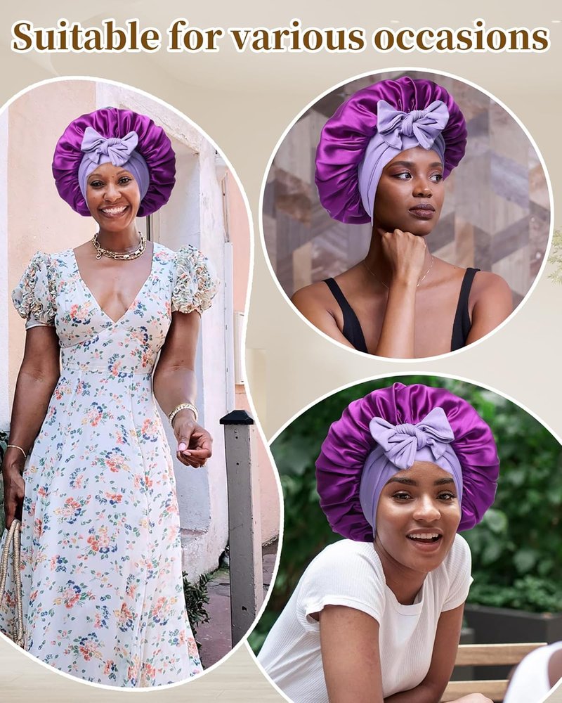 Mulberry Silk Bonnet for Women - Comfortable Sleep Cap with Elastic Tie & Scrunchies | Wisteria & Violet