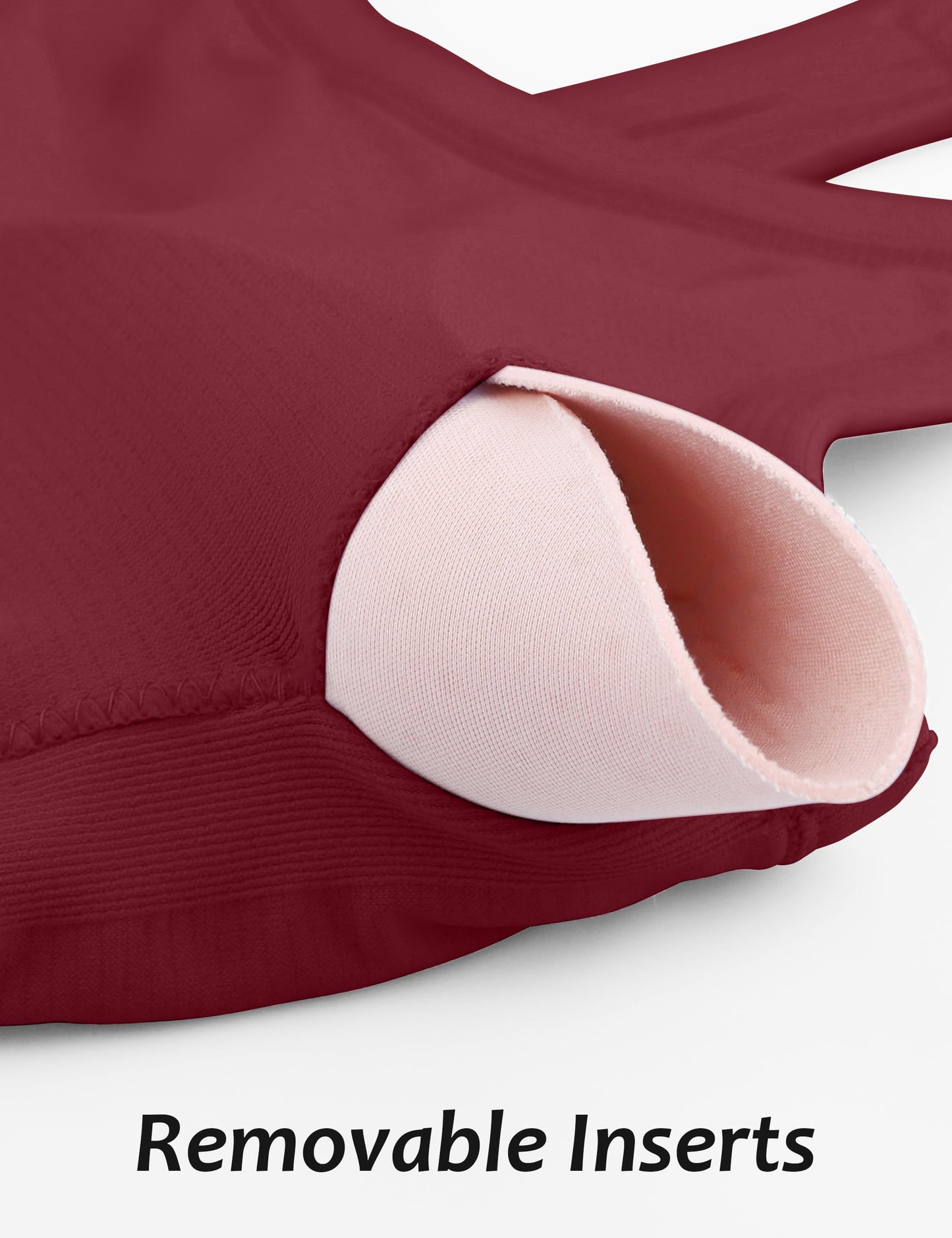 MathCat Workout Tank Tops for Women with Built in Bra, Sleeveless Gym Tops Seamless Racerback Athletic Yoga Shirts Burgundy
