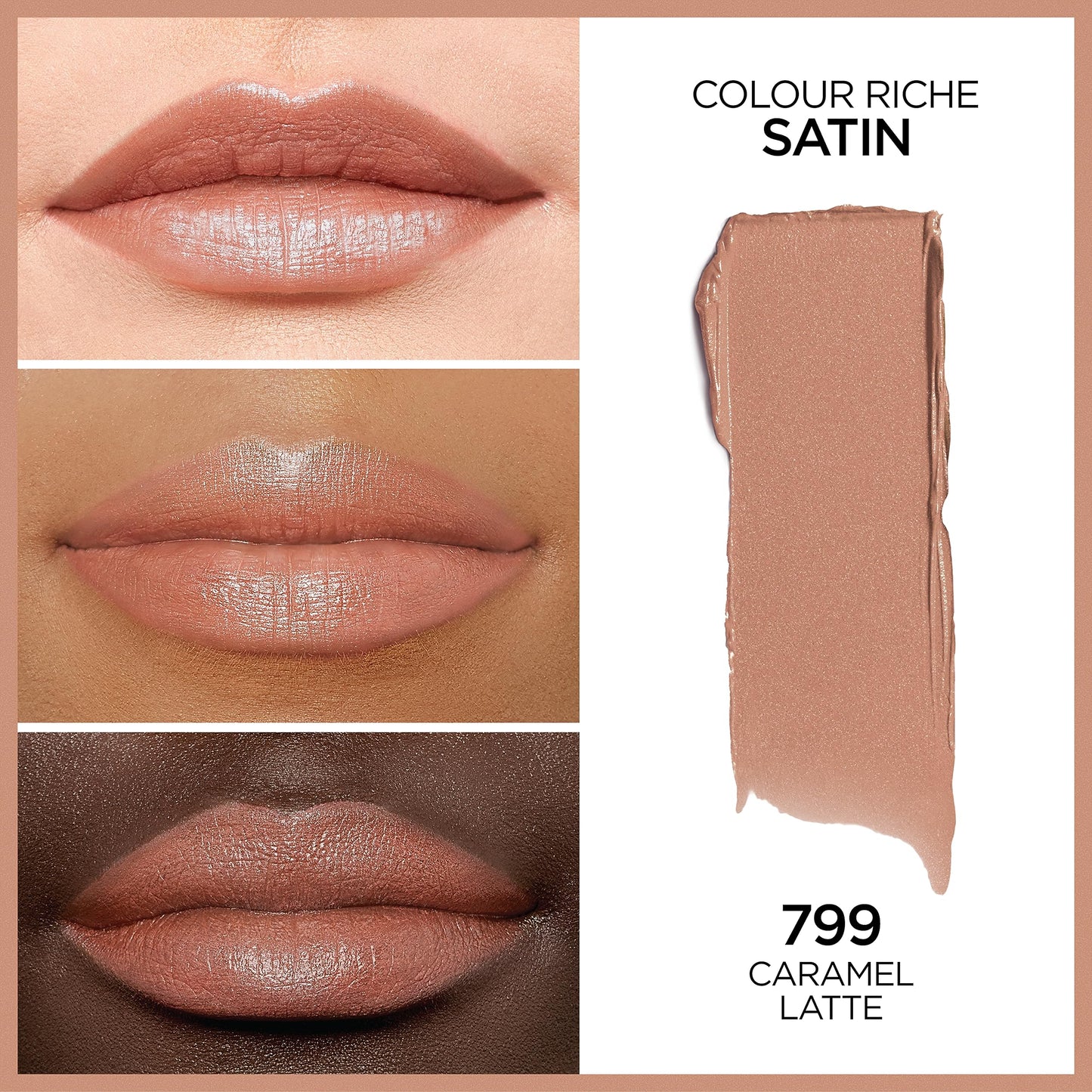 L'Oréal Paris Colour Riche Original Creamy, Hydrating Satin Lipstick Bundle with Argan Oil and Vitamin E, Bronze Coin, Caramel Latte, 2 Count