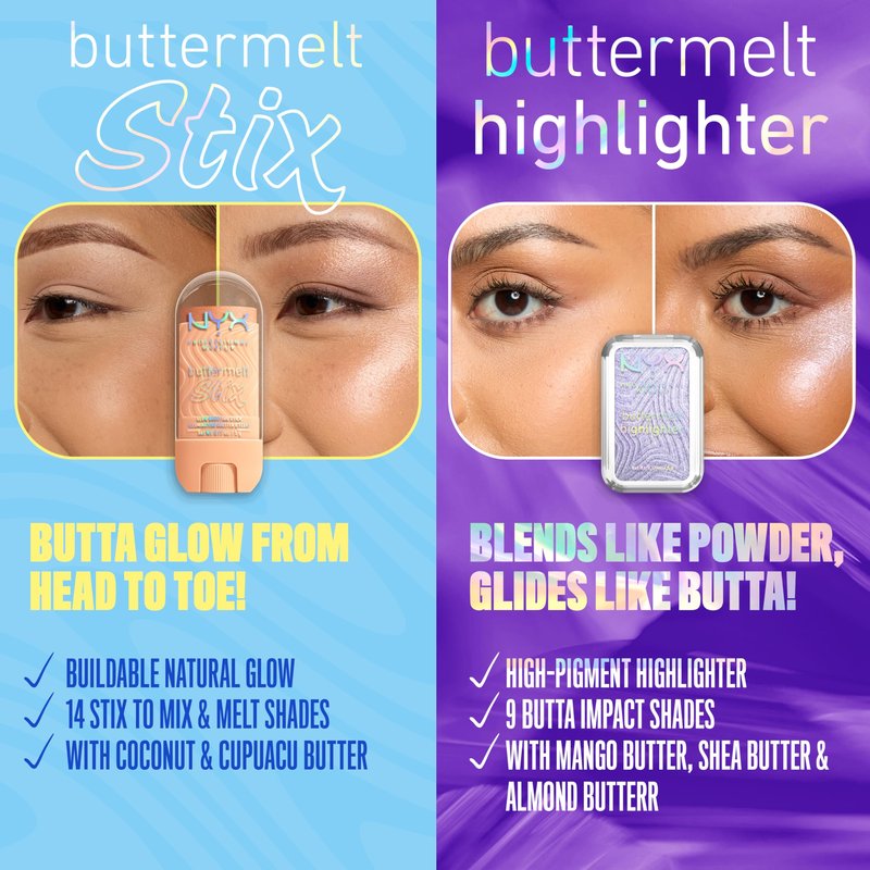 NYX PROFESSIONAL MAKEUP Buttermelt Glaze Stix, Non-Greasy Highlighter Stick With Up To 8HR Make Up Wear - 06 A Whole Melt (Gold)