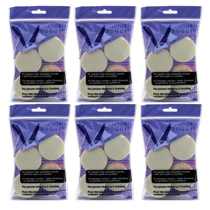 Victoria Vogue #912 Cosmetic Rounds 12 Count Regular Size (Pack of 6)