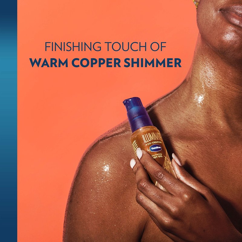 Vaseline Intensive Care Cocoa Radiant For Glowing Skin 3 Count Body Gel Oil Body Oil & Illuminate Me Shimmering Body Oil Created for Melanin Rich Skin