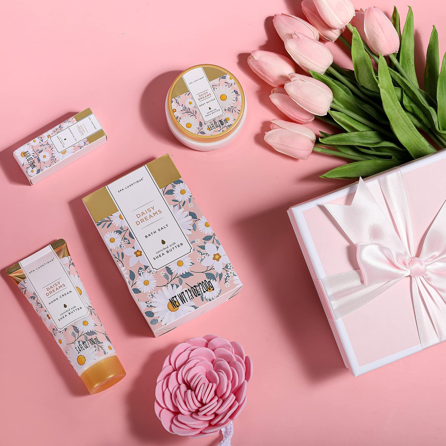 Spa Luxetique Daisy Dream 15pc Spa Gift Baskets Gifts for Women