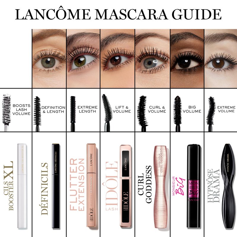 Lancôme Curl Goddess Mascara 01 Black – Volumizing & Curling Mascara for Dramatic Lashes, 1.5x Curl Boost, +800% Volume, 30H Hold, Clump-Free, Weightless, Fanned-Out Lashes, Travel Size
