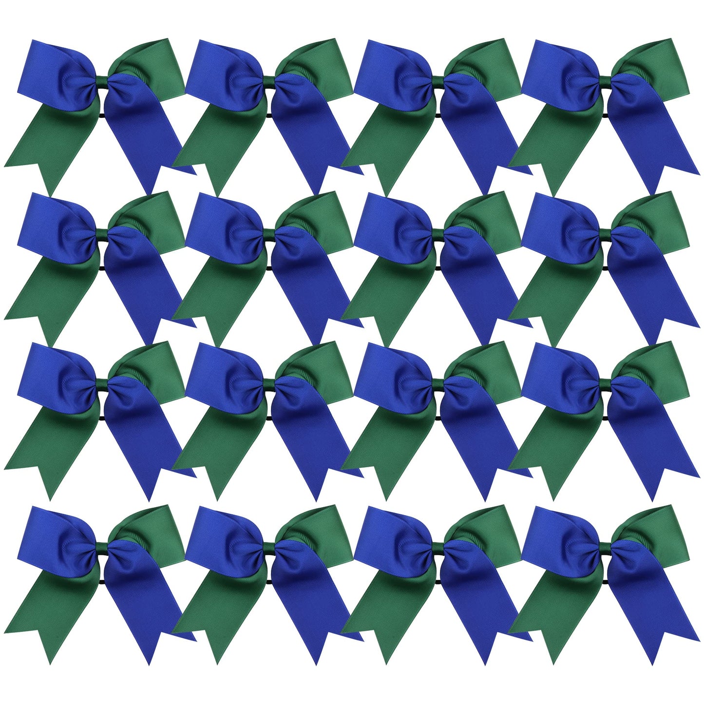 Cheer Bows 6 Inch 2 Color Ponytail Holder Hair Tie 16 Pcs Cheerleader Bows Hair Tie (Royal Blue/Forest Green)