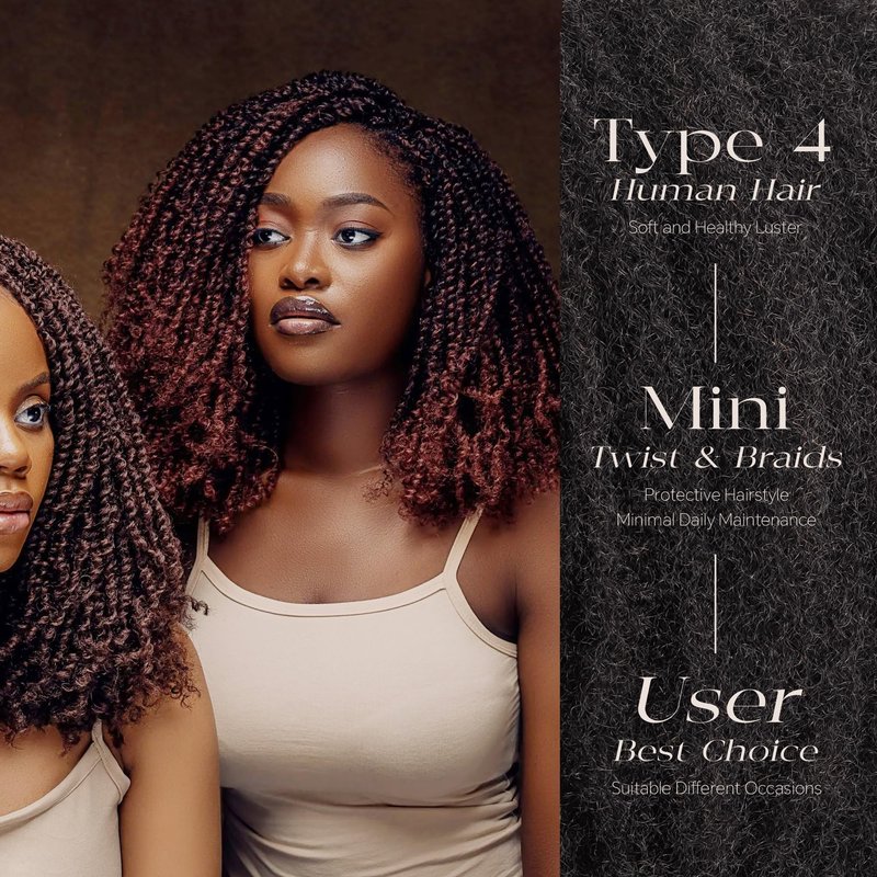 BLL Afro Kinkys Bulk Human Hair-100% Human Hair for Mini Twist Braiding Dreadlock Loc Extensions Afro Kinky Curly Hair Bulk Black Color (4#, 16 Inch (Pack Of 1))