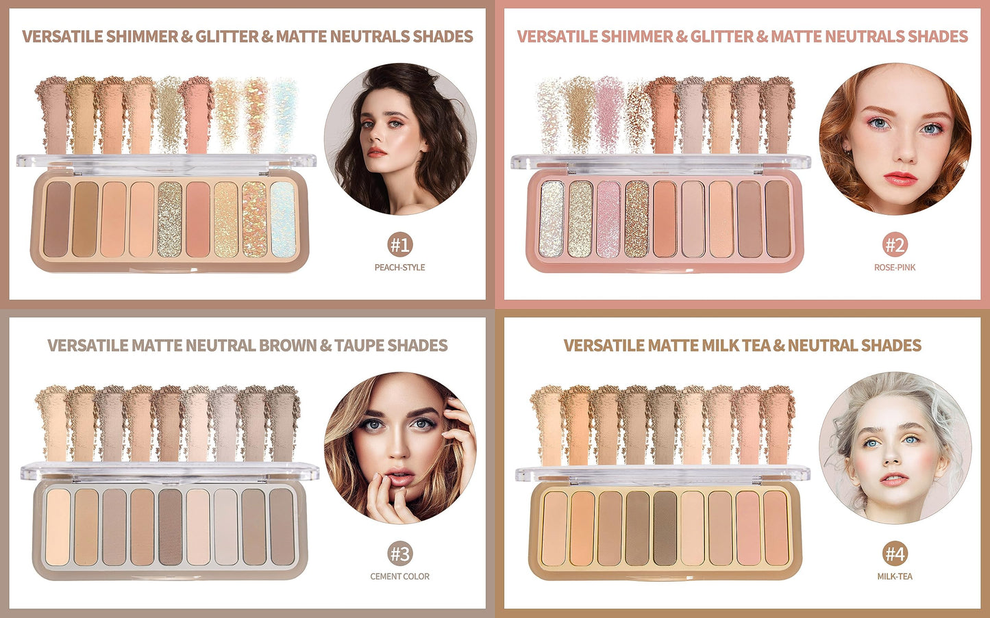 SUMEITANG 9 Colors Matte Naked Eyeshadow Palette Neutral Nude Smoky Eye Shadow Pallet Gray Taupe Brown High Pigmented Ultra-Blendable Waterproof Long Lasting Makeup Palettes Suitable for Older Women