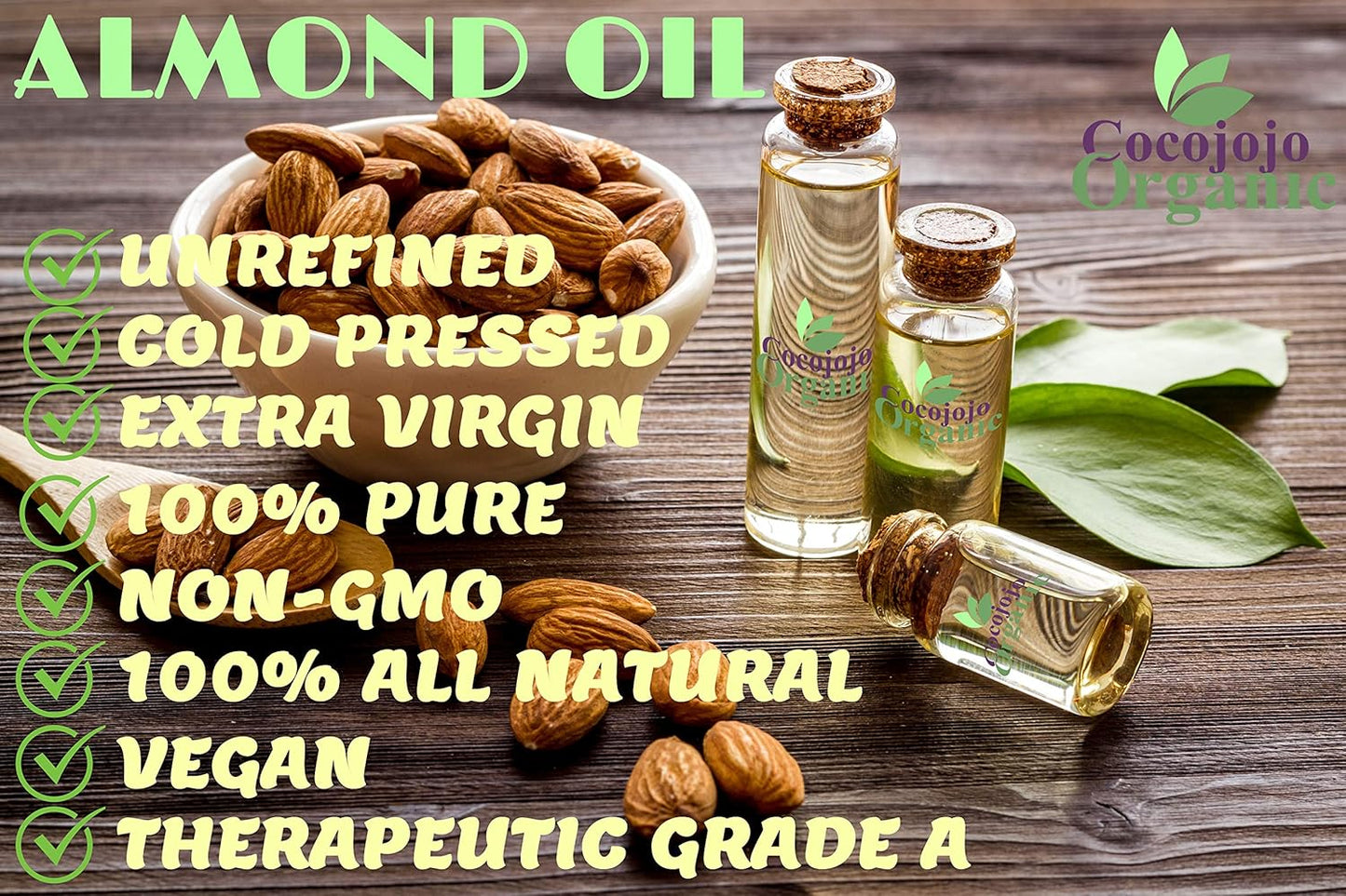 Pure Bitter Almond Oil - Unrefined Cold Pressed 32 oz | All-Natural for Hair, Face, Skin & Nails