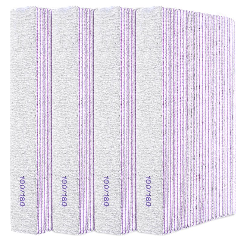 YUXIANLB 100 Pcs 100/180 Grit Nail Files Professional Reusable Emery Board for Nails, Double Sides Washable Nail File Manicure Tools for Natural Nails Extension Gel and Acrylic Nail Tools Home Use
