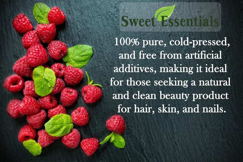 Sweet Essentials 100% Organic Red Raspberry Seed Oil | Imported From Chile | 100% Pure | Cold-Pressed | Natural Moisturizer for Skin, Hair and Face (4oz Glass Bottle With Glass Dropper)