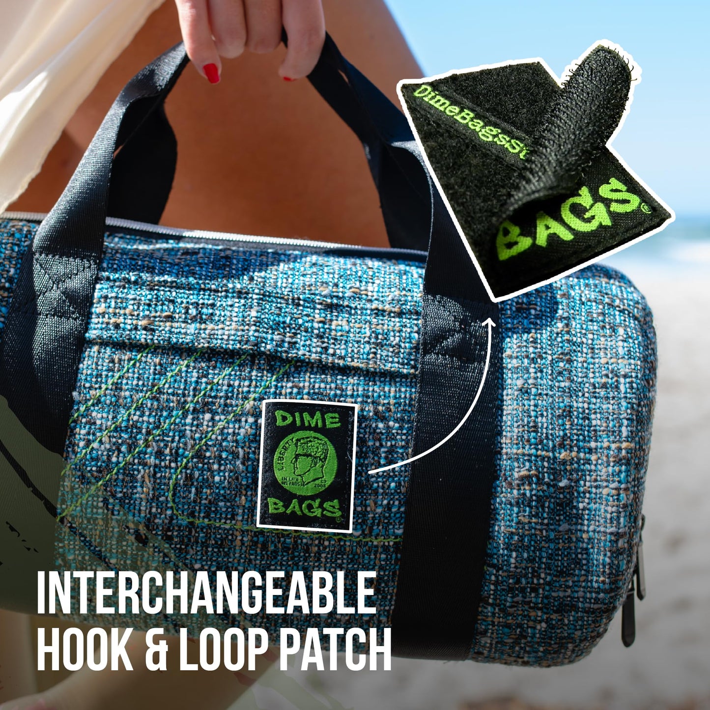 DIME BAGS Lockable Odor Sealing Padded Pouch, Carbon Lined for Scent Protection, Durable Water-Resistant Case with 3-Digit Combo Lock & Hidden Storage Pocket, Changeable Patch (7 Inch, Green)