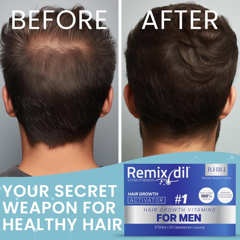 Hair Growth Vitamins Hair Regrowth For Men | Supports Beard And Scalp Strength | Helps Reduce Thinning And Breakage | Fast-Acting Formula To Boost Volume | 60 Capsules