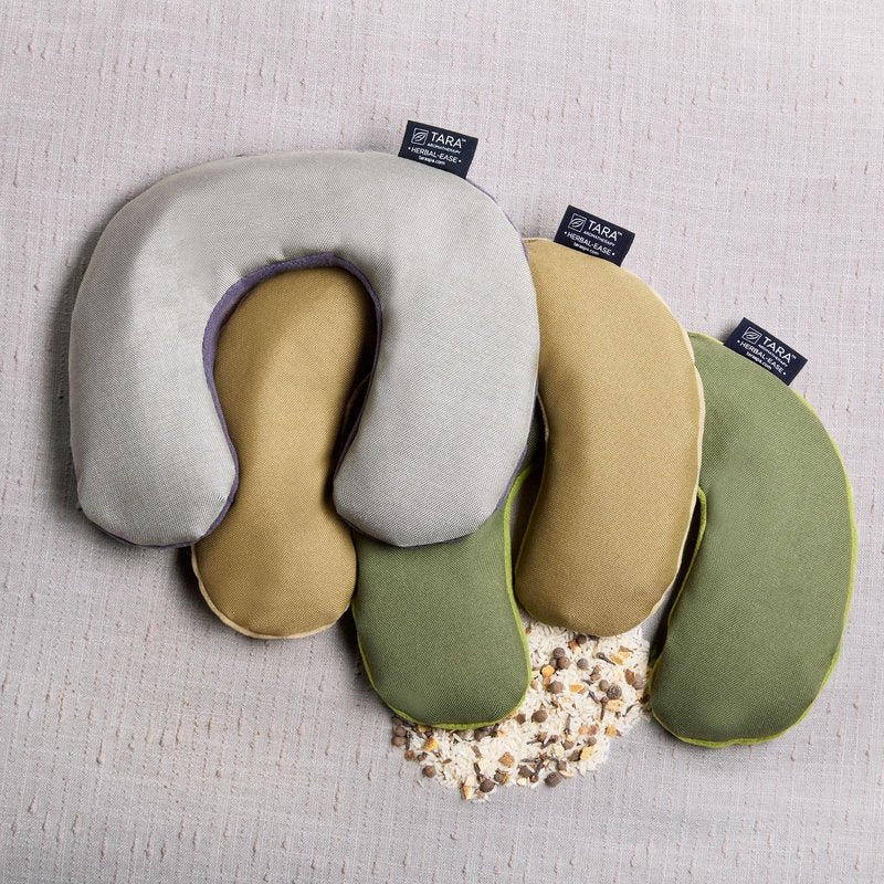 TARA Spa Therapy Herbal-Ease Aromatherapy Pillow Gift Bag Set, Neck + Silk Eye Pillow, Slate Gray