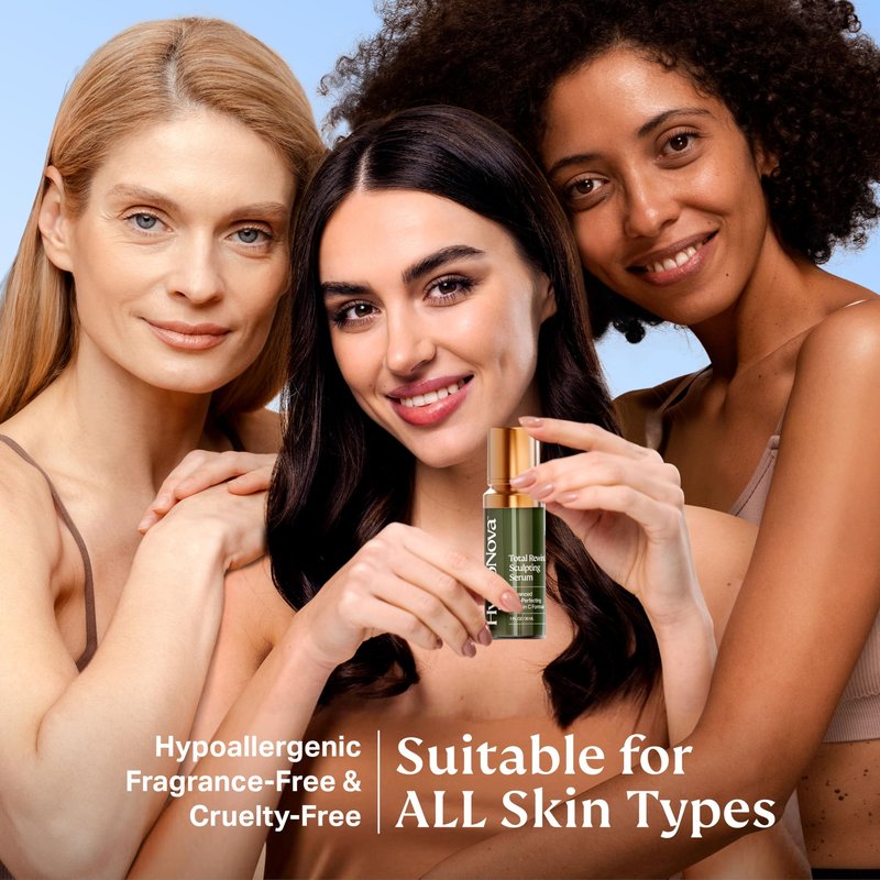 HYDRONOVA Total Rewind Sculpting Serum 1 fl oz | Line-Smoothing, Dark Spot Corrector | Vitamin C, Niacinamide, Kojic Acid, Peptides | Radiant Glow, Balanced Complexion | AM Formula