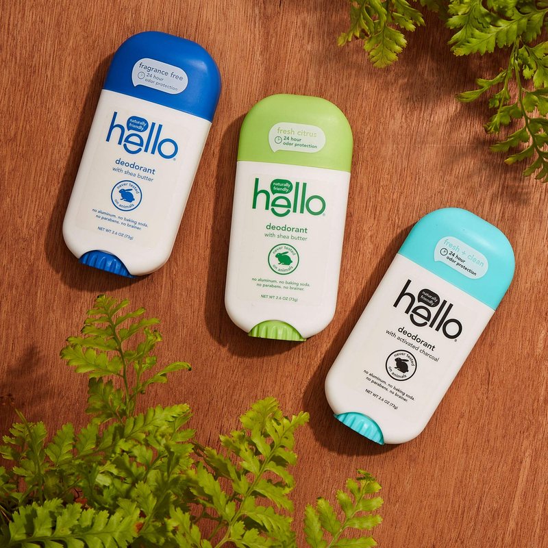 hello Activated Charcoal Fresh and Clean Deodorant for Women and Men, Aluminum Free, Baking Soda Free, Parabens Free, 24 Hour Protection, 2.6 Ounce (Pack of 3)