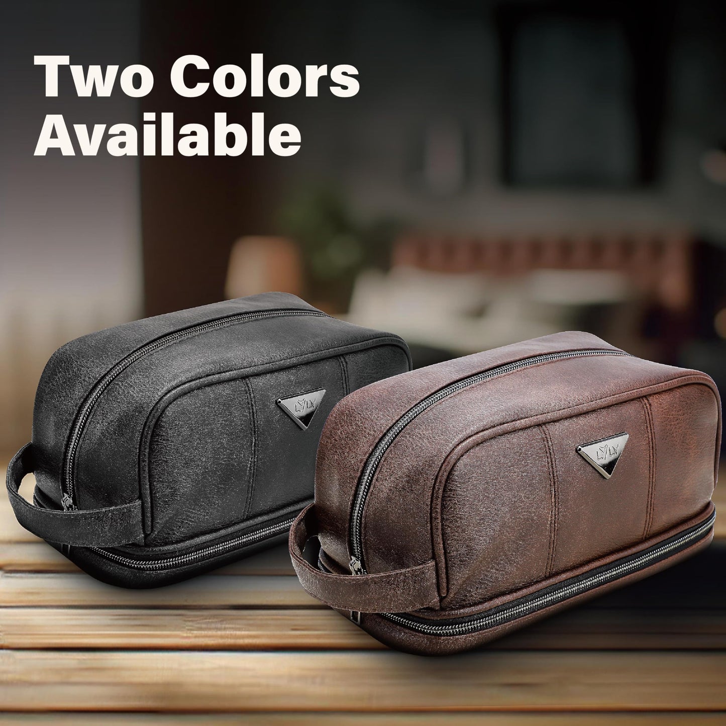emissary Leather Travel Toiletry Bag for Men, Dopp Kit - Coffee