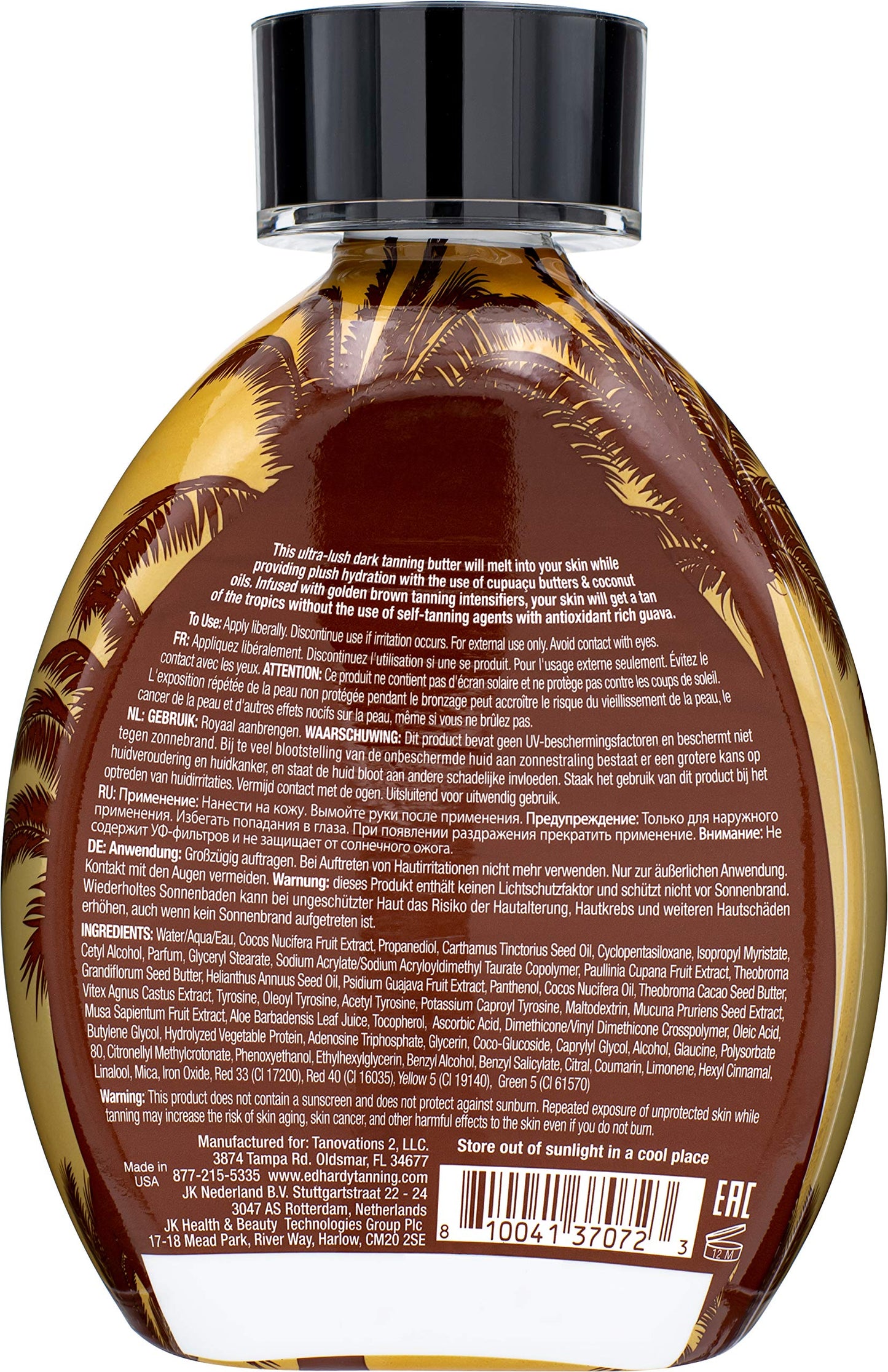 Ed Hardy Brazilian Browning Butter Dark Tanning Lotion - Skin Softening Golden Tanning Butter with Cupuacu Butters & Coconut Oils for Intense Skin Hydration 13.5 oz.