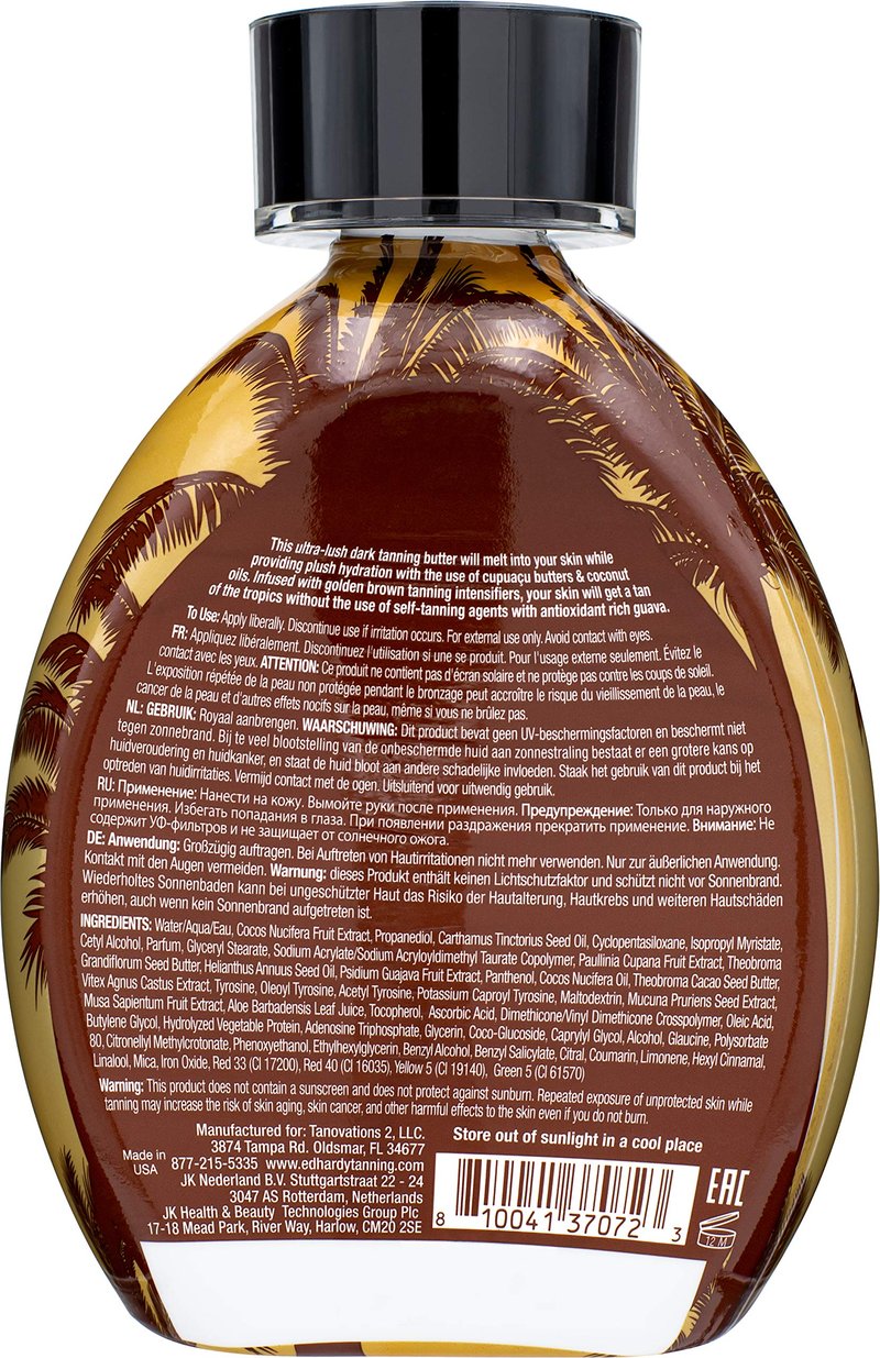 Ed Hardy Brazilian Browning Butter Dark Tanning Lotion - Skin Softening Golden Tanning Butter with Cupuacu Butters & Coconut Oils for Intense Skin Hydration 13.5 oz.