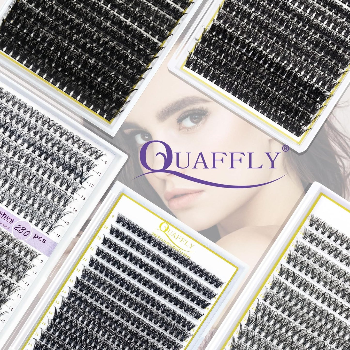 False Eyelashes Kit - 5-Pack with Glue, Tweezers & Curler | Reusable for Natural or Dramatic Looks