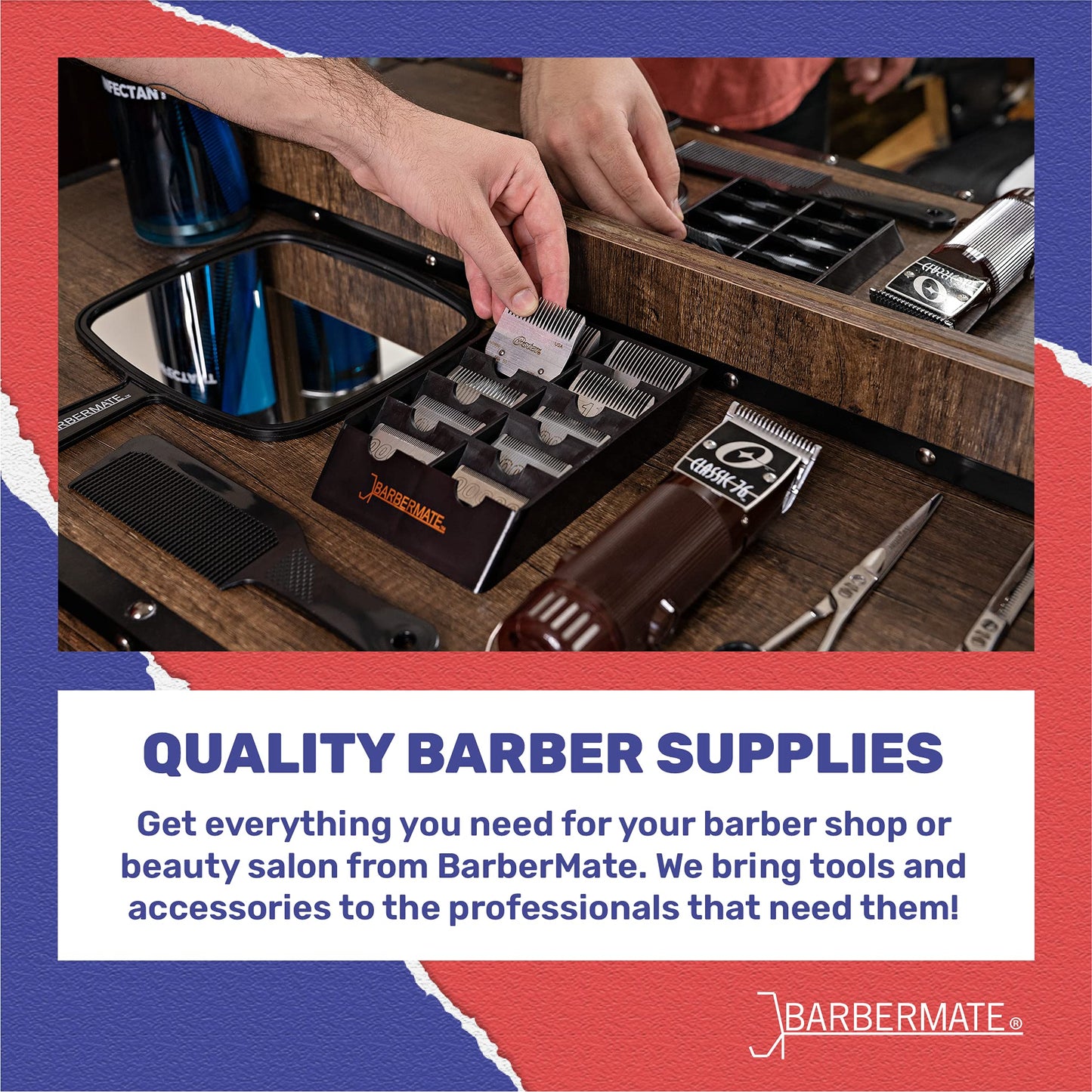 BarberMate Blade Rack Storage Tray - Holds 10 Clipper, Black (Pack of 2)