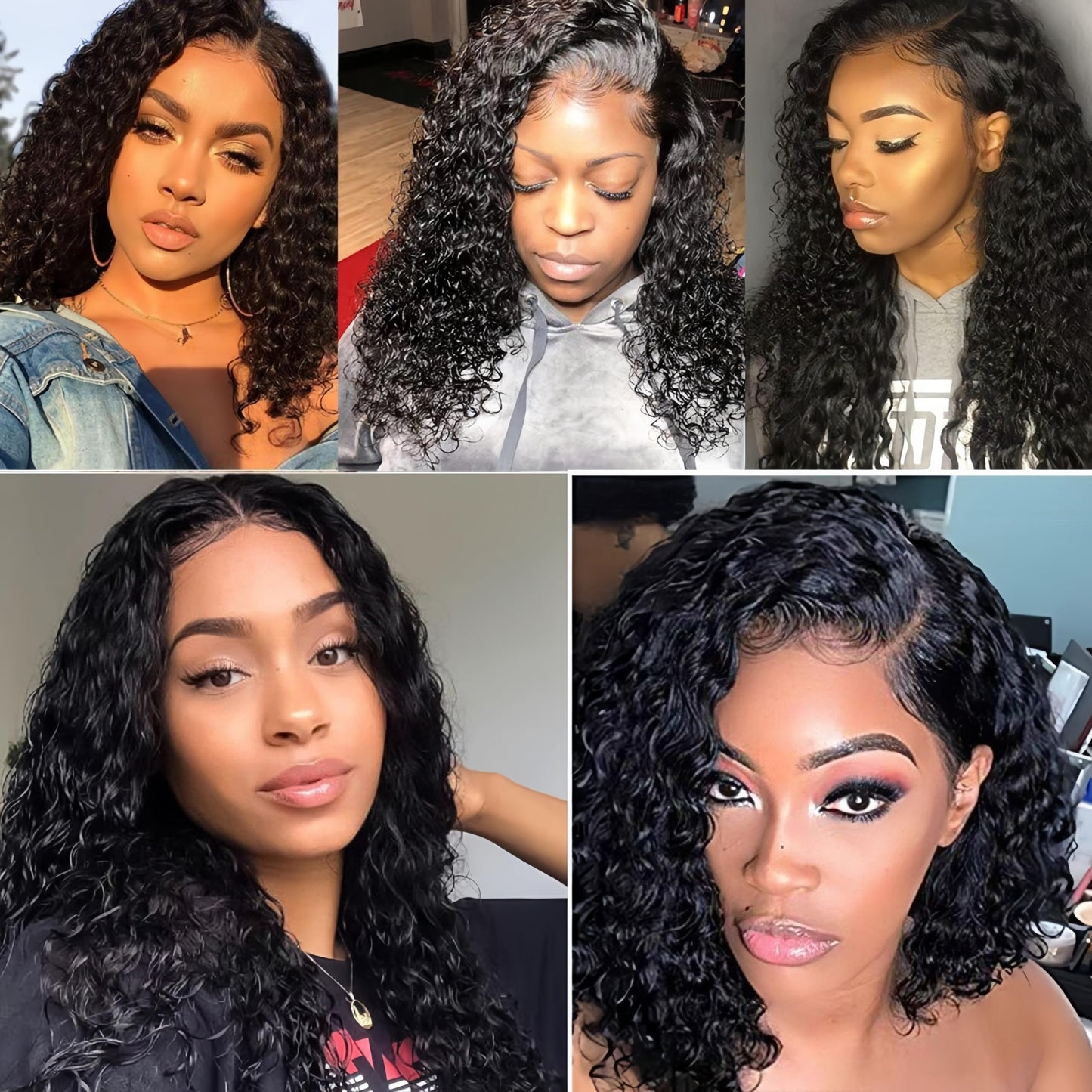 Foruiya Water Wave 4Bundles(50g/bundle) with 4X4 Lace Closure Deep Curly Human Hair Bundles with Closure Brazilian Wet and Wavy Bundles with Closure(8/8/8/8+8")