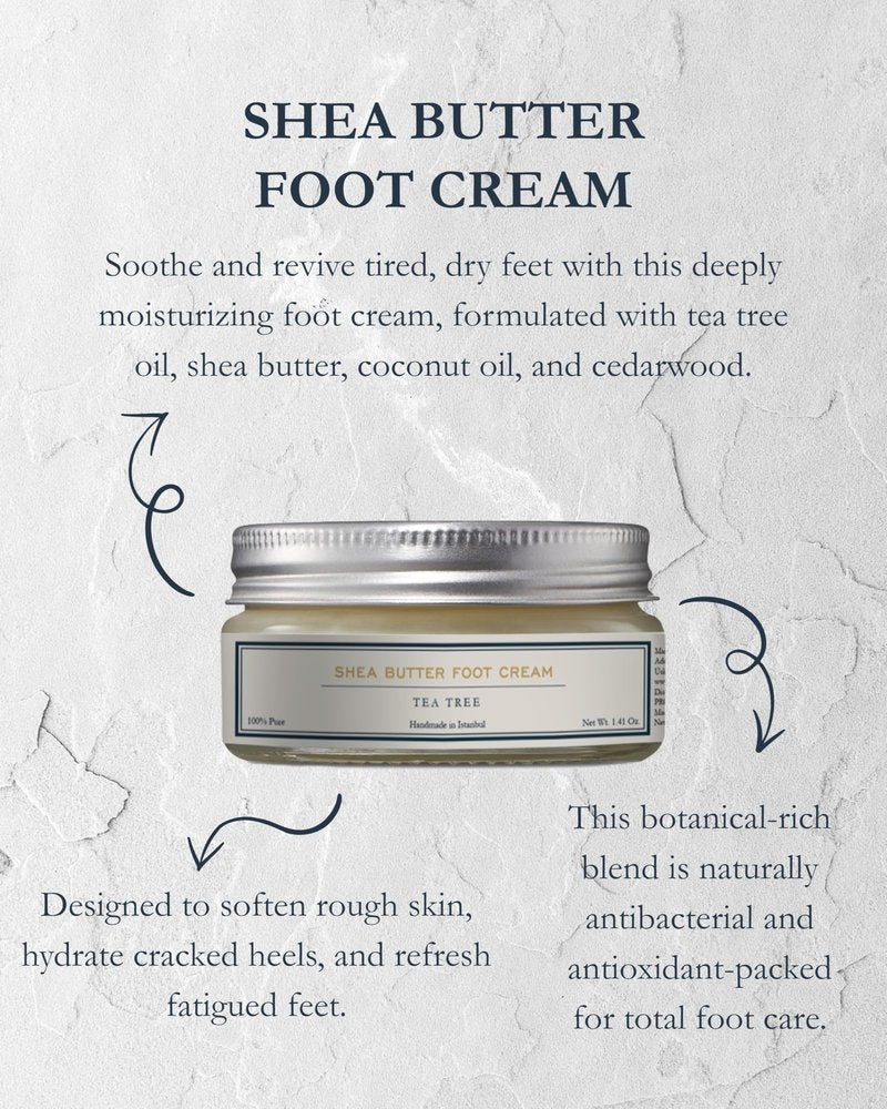 Homemade Aromaterapi | Deep Moisturizing Foot Cream – With Tea Tree, Shea Butter & Coconut Oil | Softens, Hydrates & Refreshes | Nourishing Botanical Formula for Daily Foot Care | 1.4 Oz