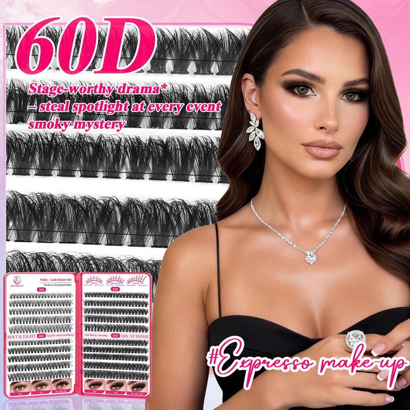 Nova Lash Clusters Kit 360 PCS Lash Clusters Natural Look Invisible Band Lashes Eyelash Clusters with Bond and Seal D Curl WideSpan Cluster Eyelash Extension Kit 8-16mm DIY at Home