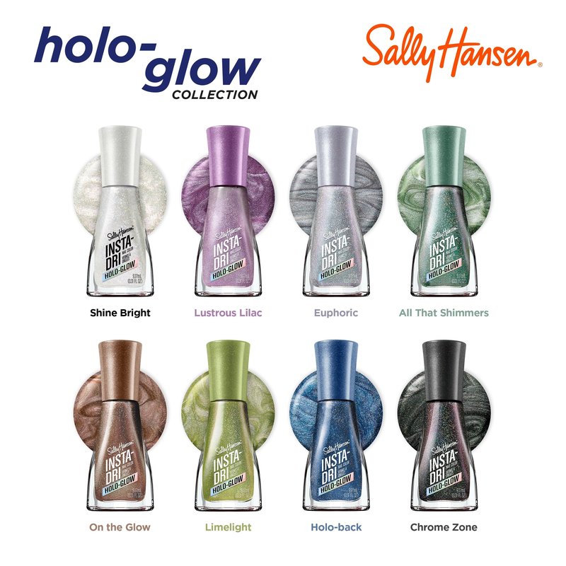 Sally Hansen Insta-Dri Holo-Glow Nail Polish | Quick Dry, Long Lasting, Streak-Free Shine | Semi-Opaque, Shimmery | 102 Lustrous Lilac | Hologrpahic Purple Nail Color