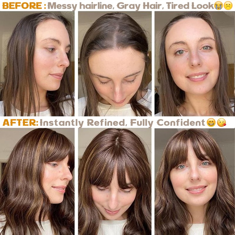 BUPPLER Hair Toppers for Women Real Human Hair-U Shape Toppers Hair Pieces for Women with Thinning Hairr 150% Density Silk Base Clip in Human Topper with Bangs for Daily Use(Dark Brown