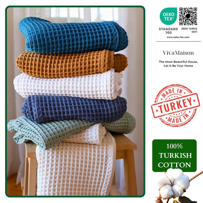 Viva Maison Premium 100% Turkish Cotton Wash Cloths & Face Towels Pack of 8, Luxury Turkish Waffle Washcloth Ideal for Bath, Makeup, Kitchen (Dark Red, Set of 8 Washcloths)